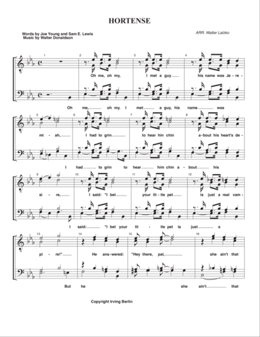 HORTENSE Unison Choir scores gallery preview page 1