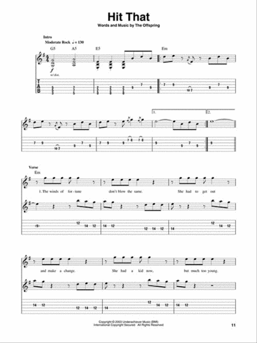 The Offspring The Offspring Guitar Tablature scores gallery preview page 5