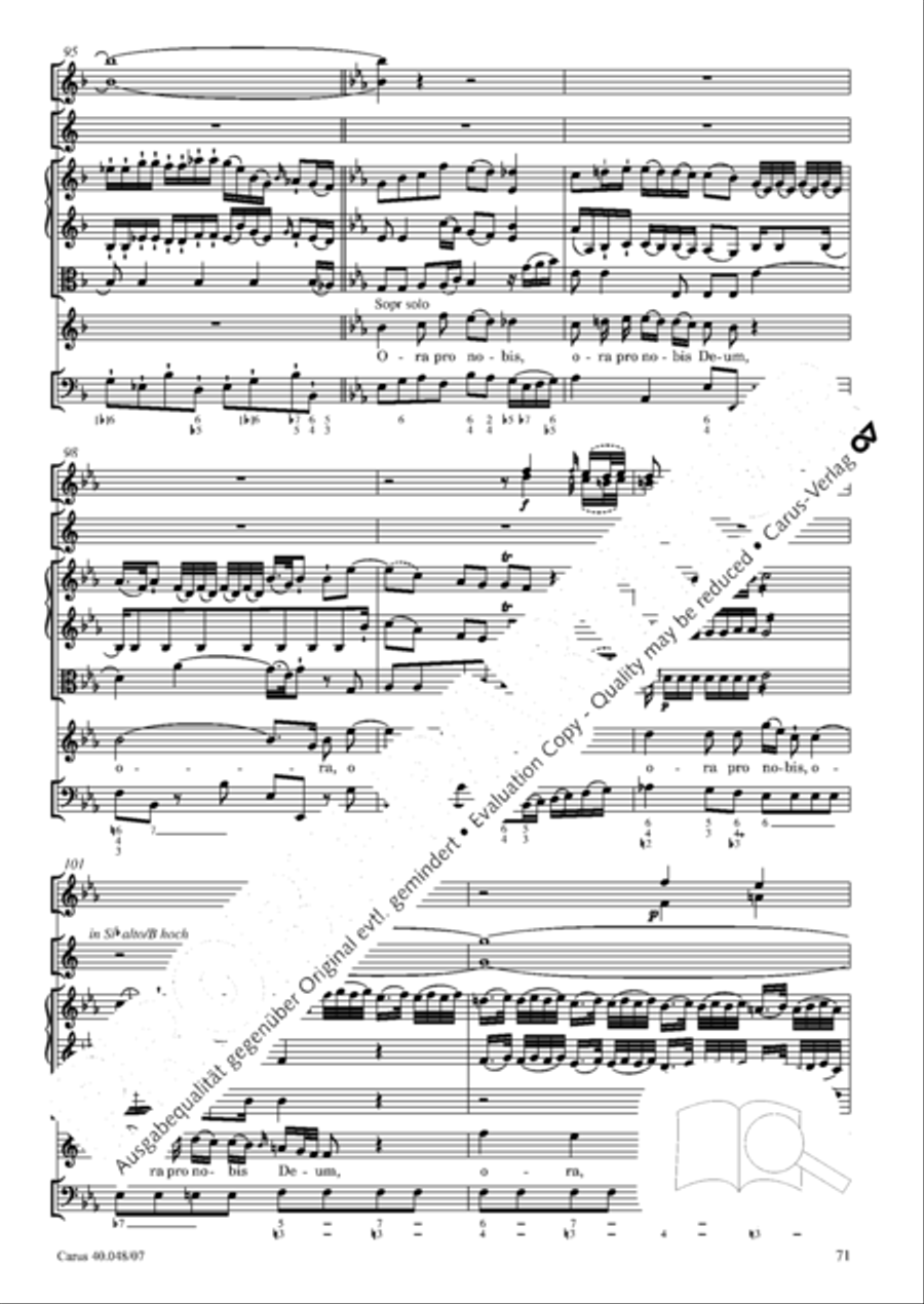 Regina coeli in B-Flat Major, K. 127 4-Part scores gallery preview page 72