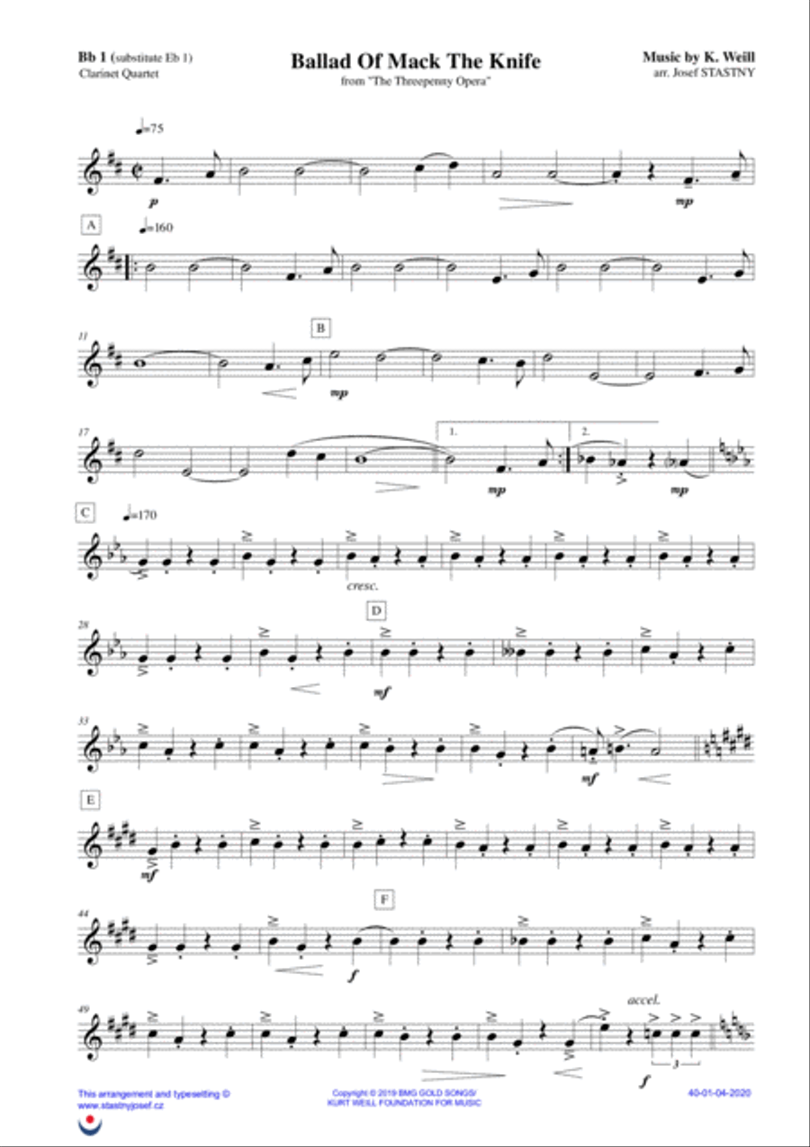 Mack The Knife Woodwind Quartet scores gallery preview page 6