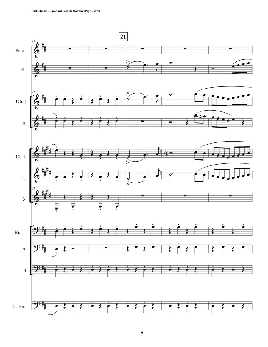 Ruslan & Ludmilla Overture (Woodwind Choir) Woodwind Ensemble scores gallery preview page 5