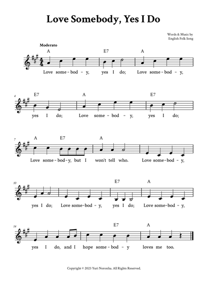 Love Somebody, Yes I Do - Lead Sheet (A Major) image number null