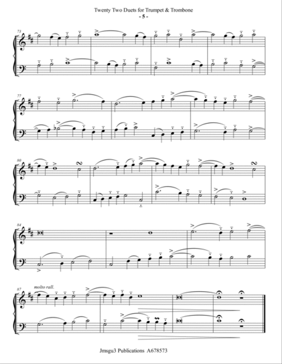 Josquin: 22 Duets for Baritone Horn & Bass Trombone Brass Duet scores gallery preview page 5