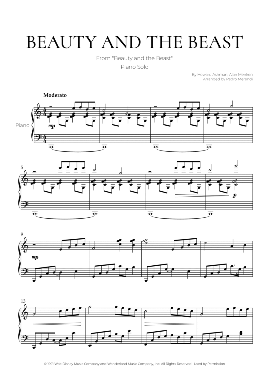 Beauty And The Beast Beauty And The Beast Piano Solo scores gallery preview page 1