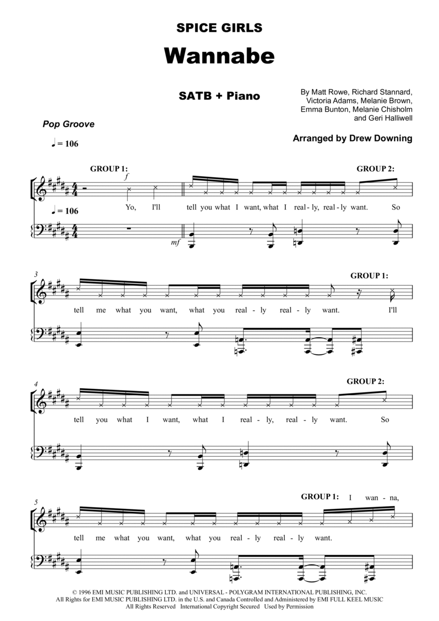 Wannabe 4-Part scores gallery preview page 1