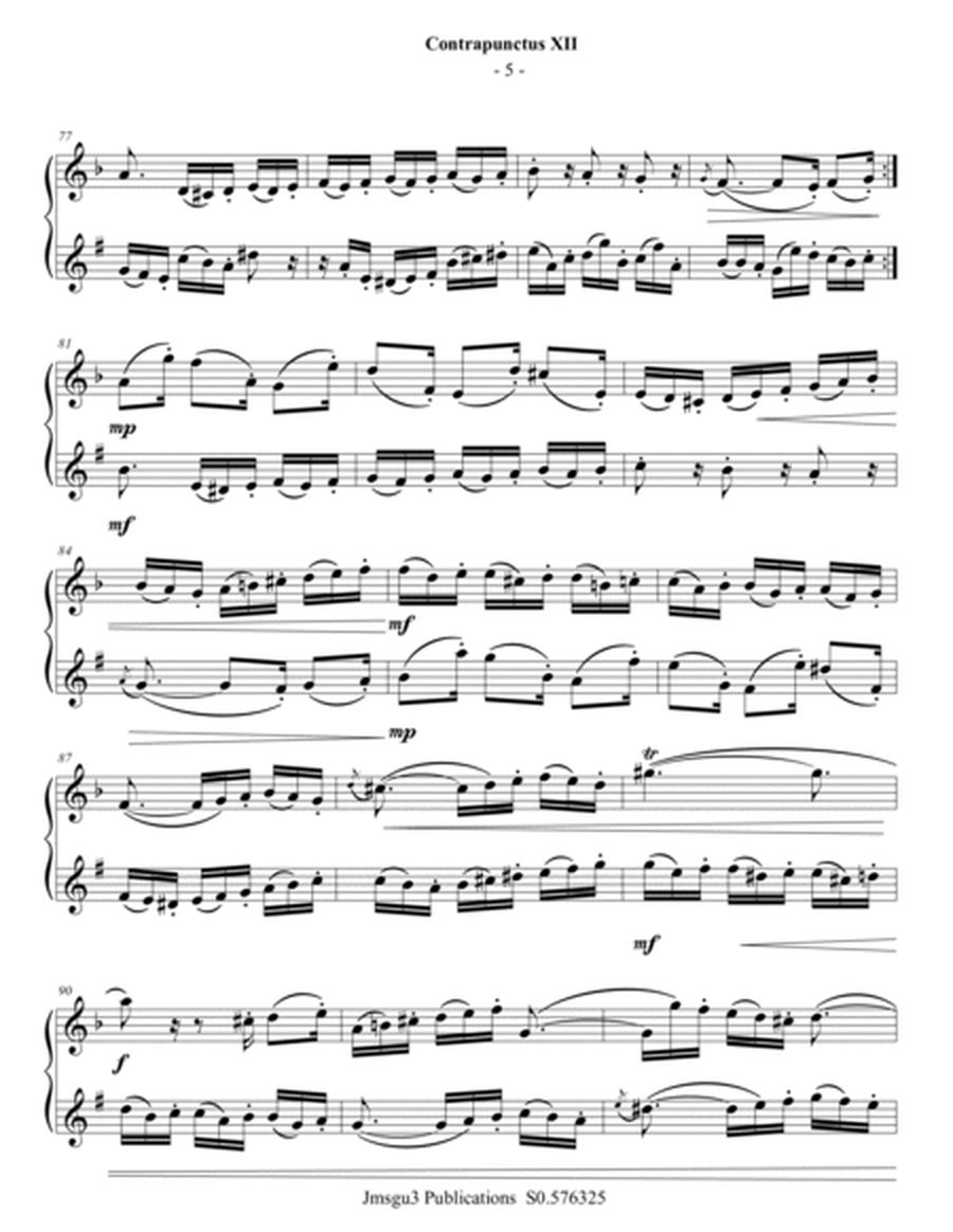 Bach: Four Duets from the Art of Fugue for Violin & Bass Clarinet image number null