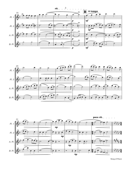 Song of Peace for Flute Quartet (2C, A, B) image number null