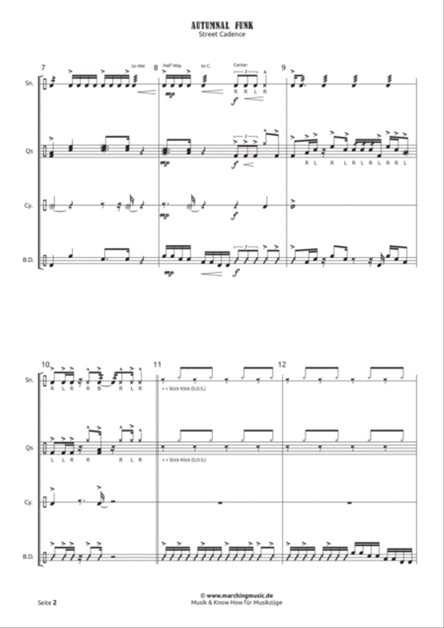 AUTUMNAL FUNK Street Cadence Marching Band scores gallery preview page 3