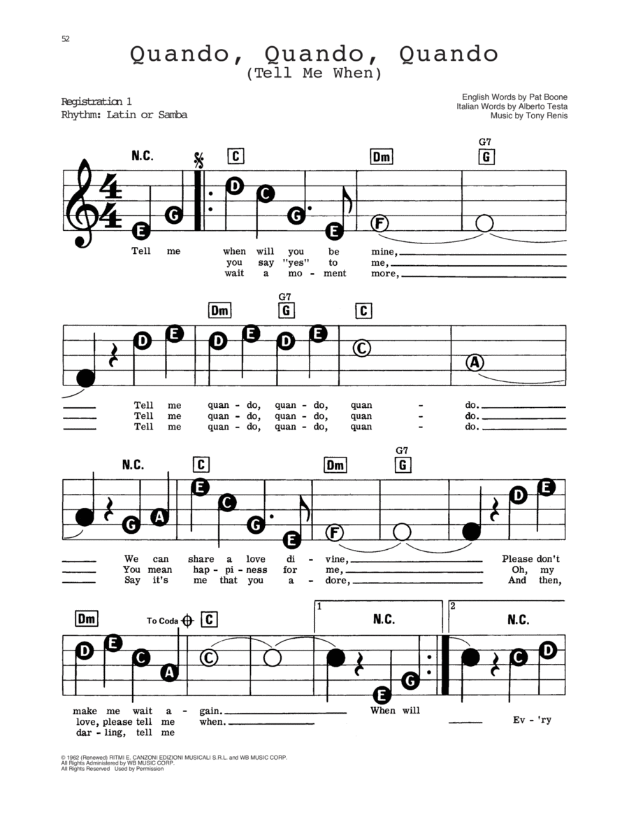 Quando, Quando, Quando (Tell Me When) Electronic Keyboard scores gallery preview page 1