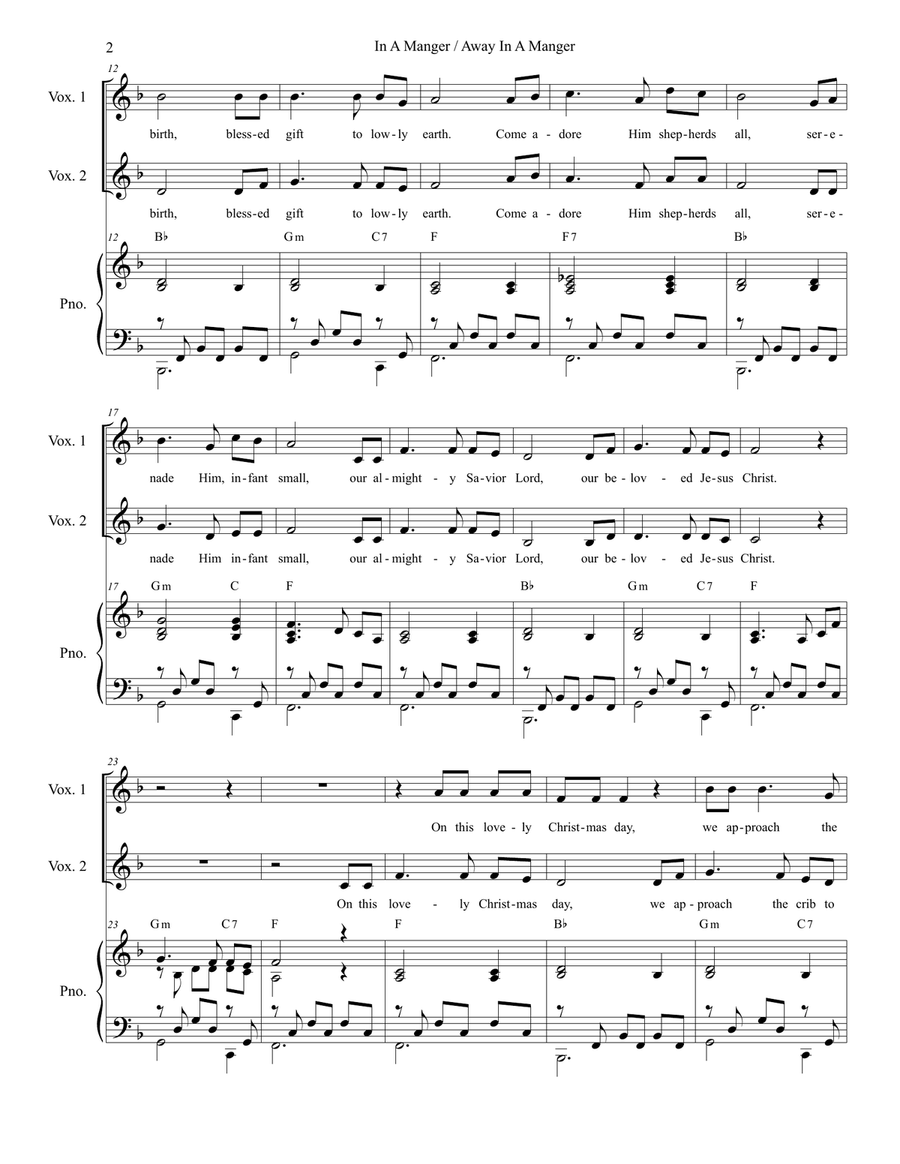 In A Manger with Away In A Manger SA scores gallery preview page 3