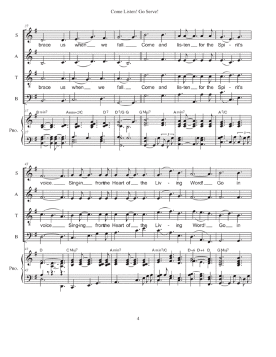 COME LISTEN! GO SERVE! (Celebrating the Spirit's calling to live in The Beloved Community.) Piano, Vocal, Guitar scores gallery preview page 5