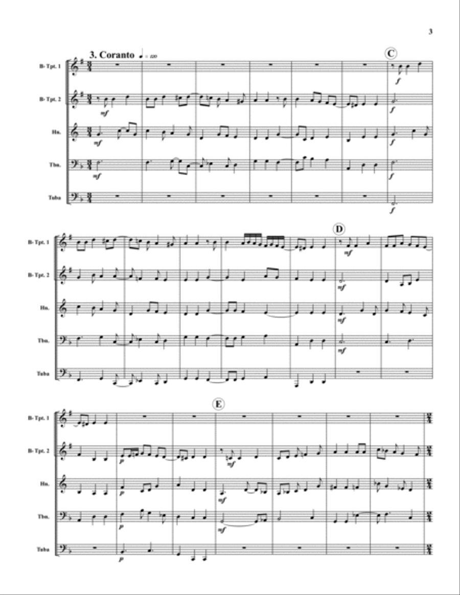 Five Renaissance Dances Brass Quintet scores gallery preview page 3