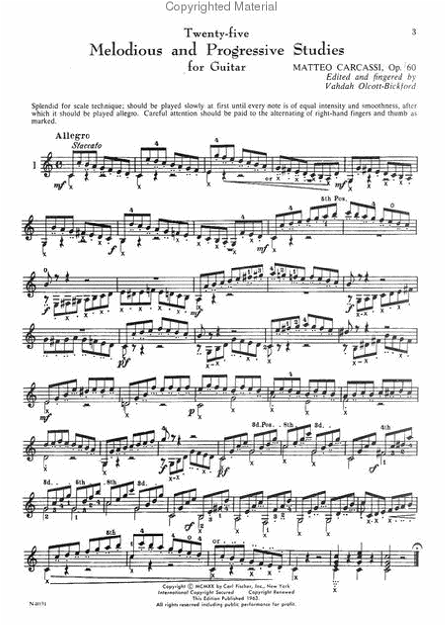 Twenty-Five Melodious and Progressive Studies Classical Guitar scores gallery preview page 2