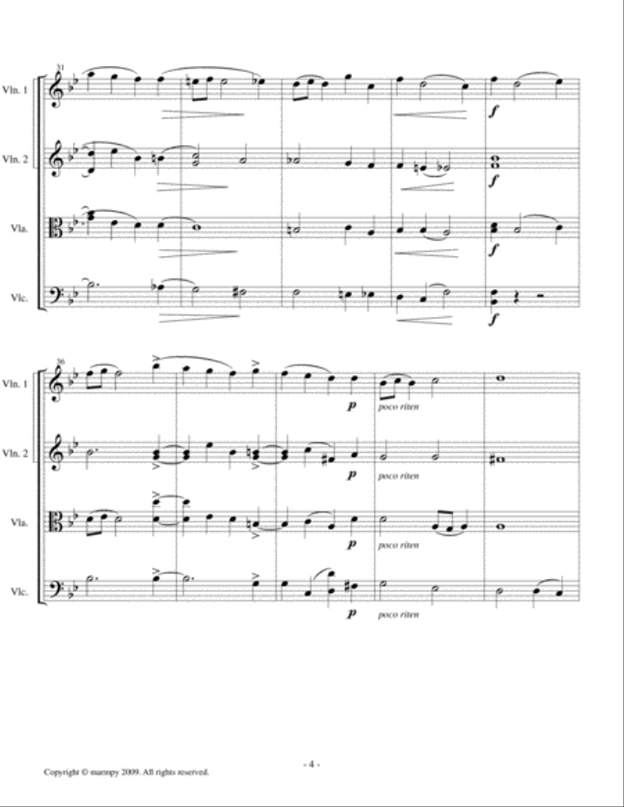 Chanson Triste by Tchaikovsky (arranged for String Quartet) String Quartet scores gallery preview page 4