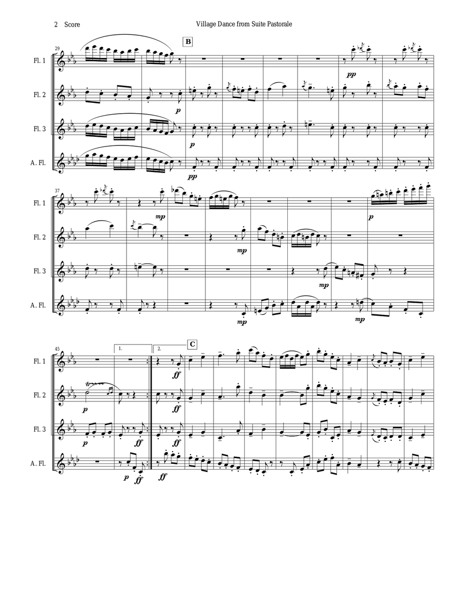 Chabrier - Village Dance for flute quartet Chabrier - Village Dance for flute quartet Flute Quartet scores gallery preview page 2