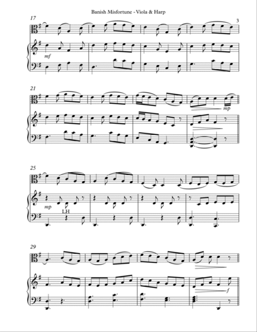 Banish Misfortune for Viola & Harp String Duet scores gallery preview page 3