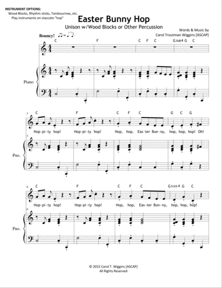 Easter Bunny Hop Easter Bunny Hop Unison Choir scores gallery preview page 1