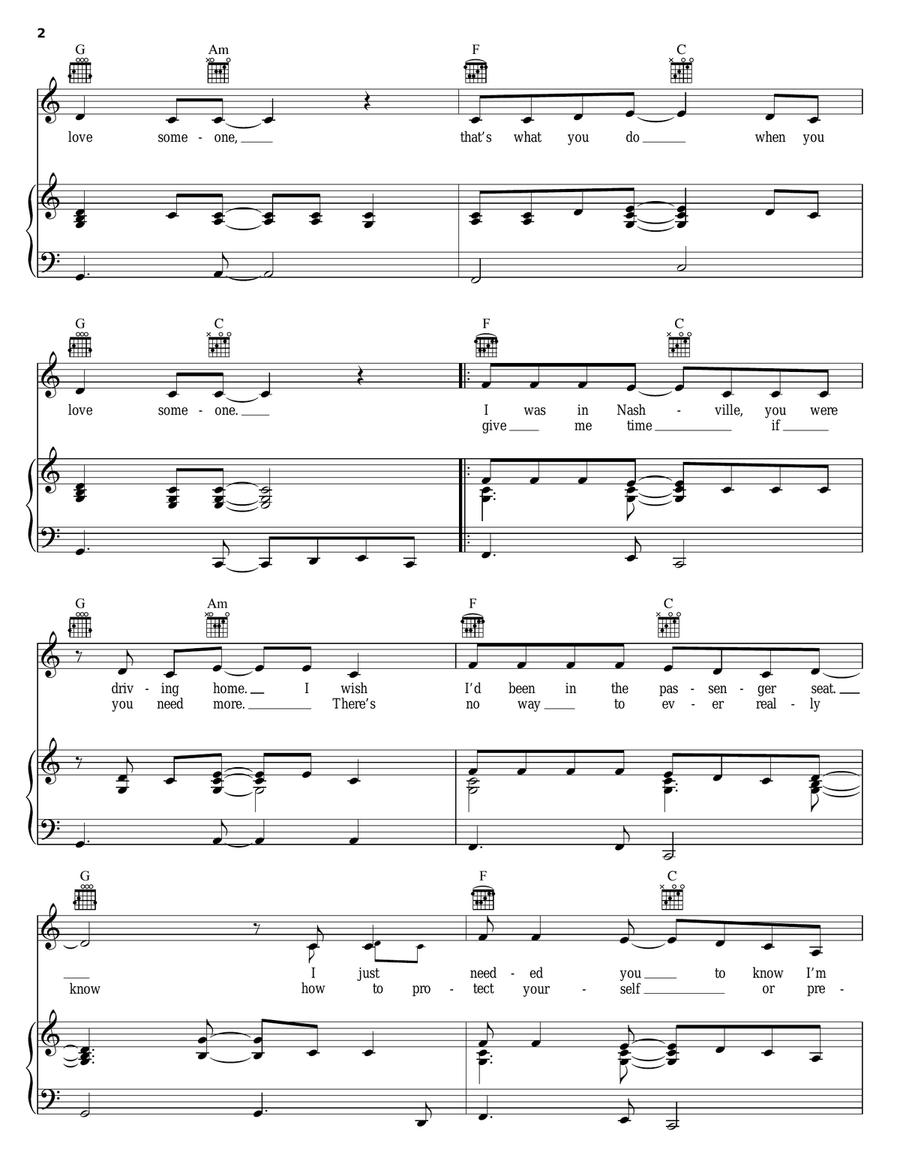 When You Love Someone When You Love Someone Piano, Vocal, Guitar scores gallery preview page 2