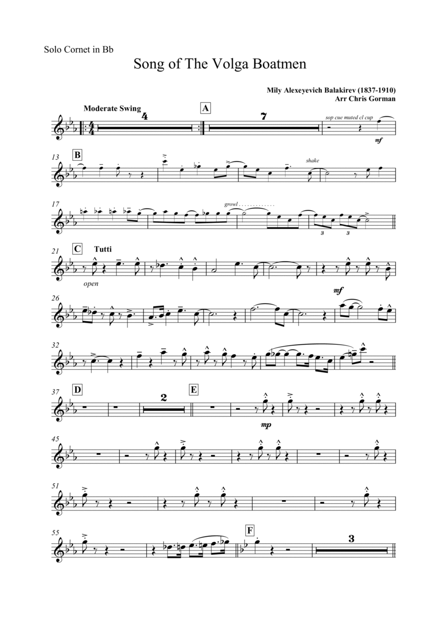 Song Of The Volga Boatmen Brass Band scores gallery preview page 1