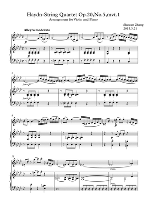 Haydn-String Quartet,Op.20,No.5,mvt.1(for violin and piano)[Full Score&Violin Part]