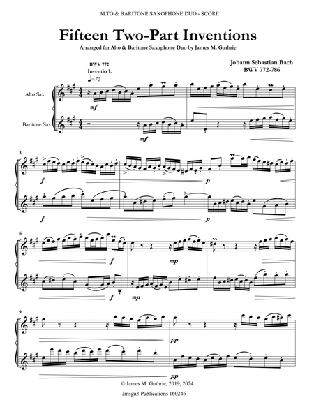Bach: Fifteen Two-Part Inventions for Alto & Baritone Sax image number null