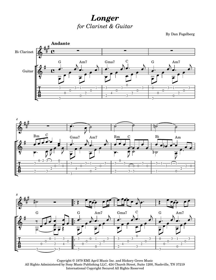 Longer Clarinet scores gallery preview page 3