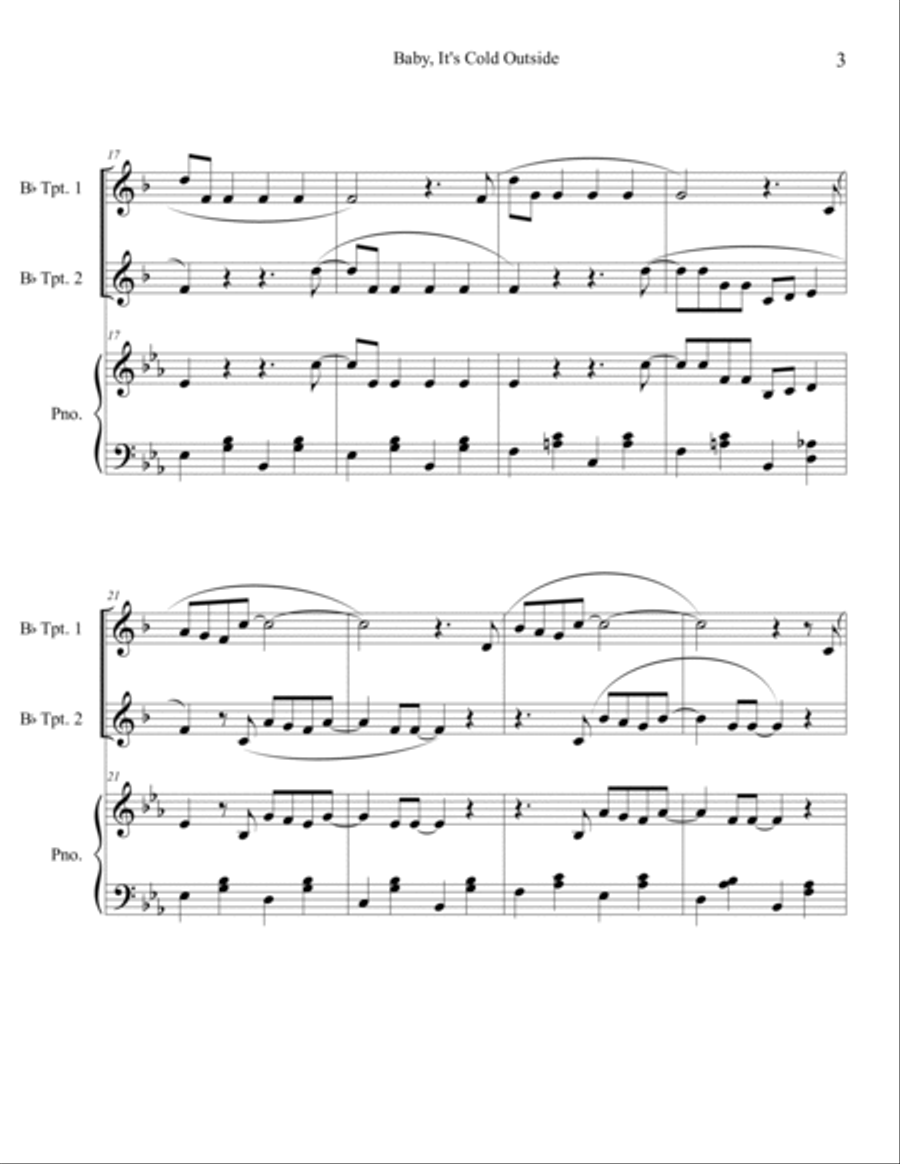 Baby, It's Cold Outside Trumpet Duet scores gallery preview page 3