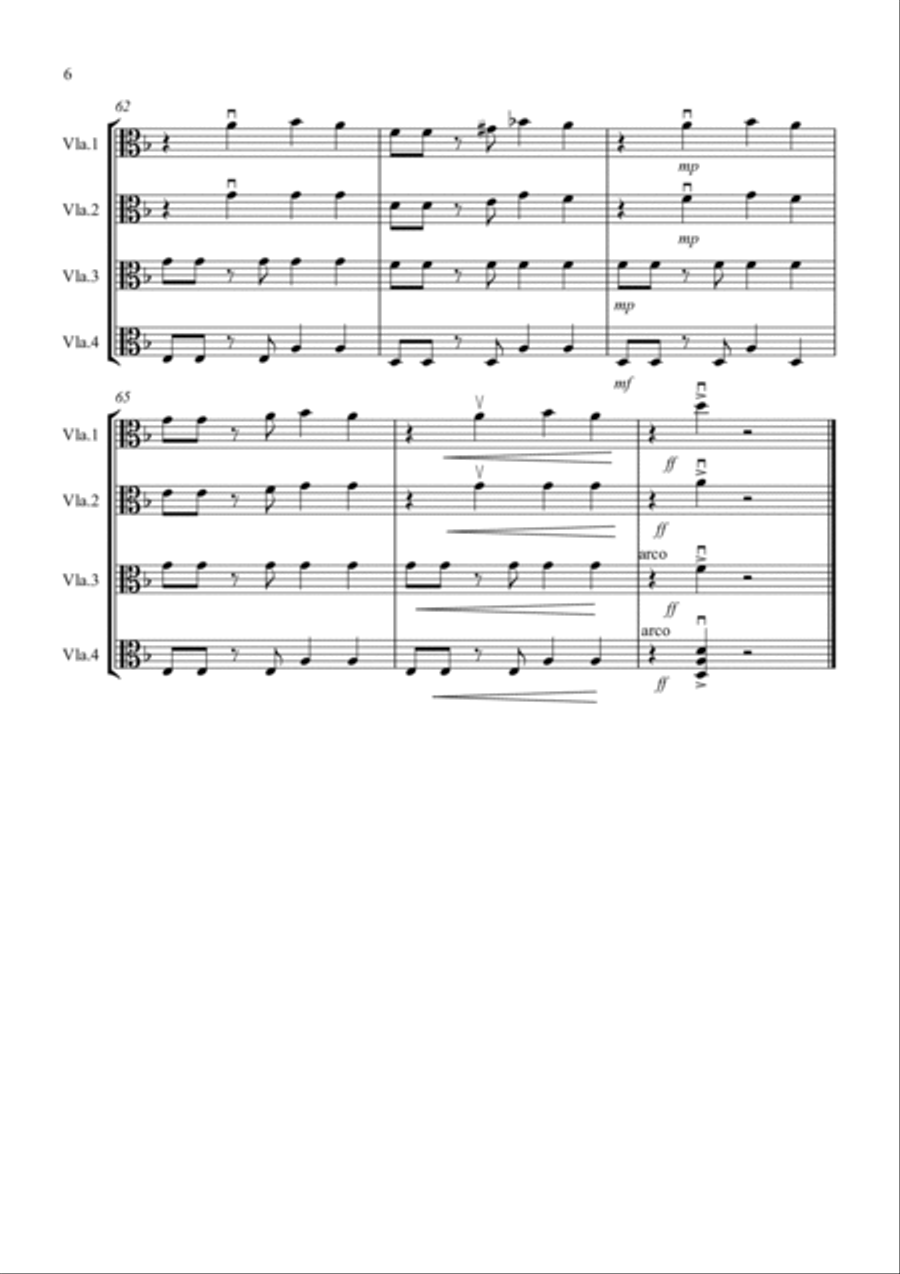 Tasty Tango for Viola Quartet Viola scores gallery preview page 6