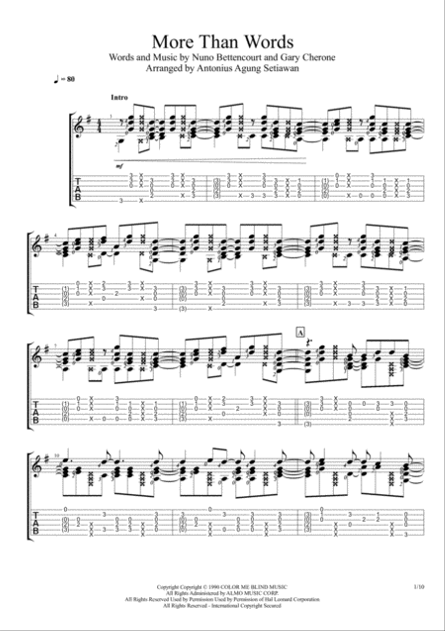 More Than Words Acoustic Guitar scores gallery preview page 1