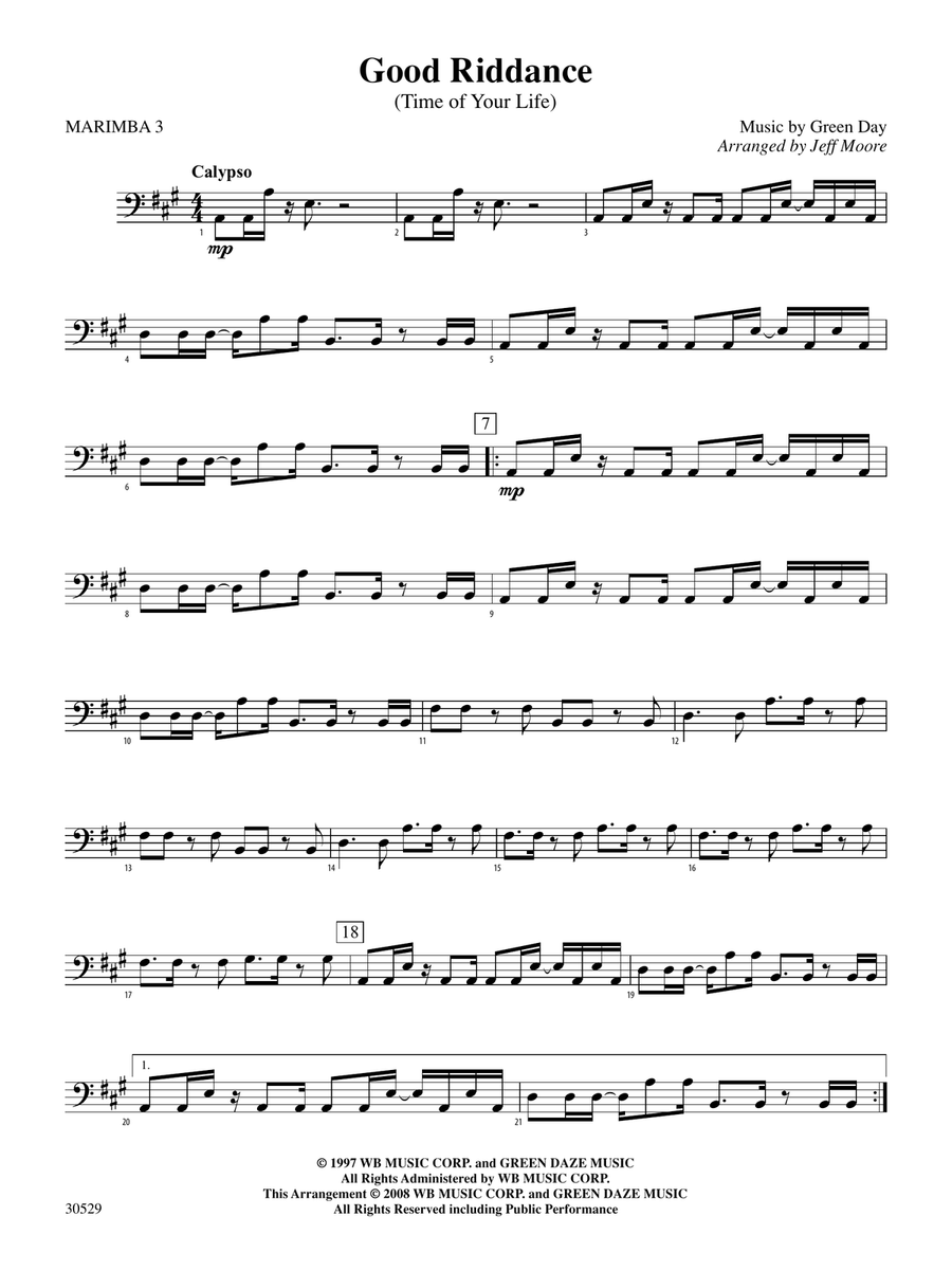 Good Riddance (Time of Your Life): 3rd Percussion