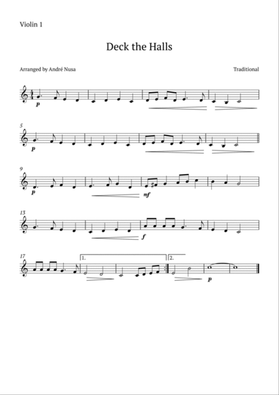 Deck the Halls String Quartet scores gallery preview page 3