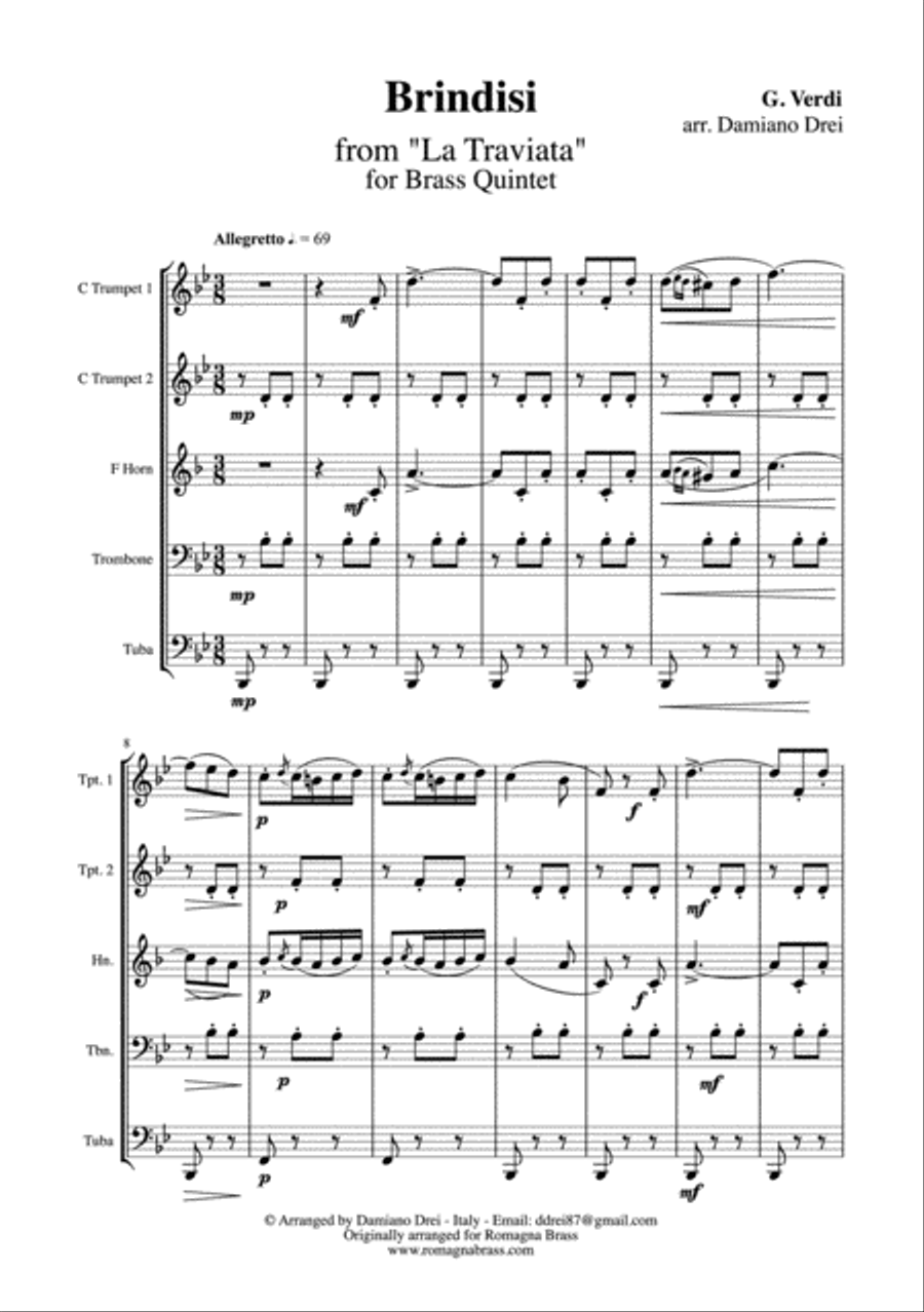 Brindisi from Traviata - Brass Quintet Brass Quintet scores gallery preview page 2