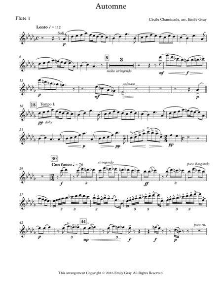 Automne for Flute Choir (Parts)