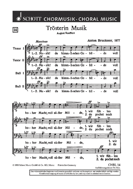 Bruckner Trosterin Musik(1877) Ttbb.chor