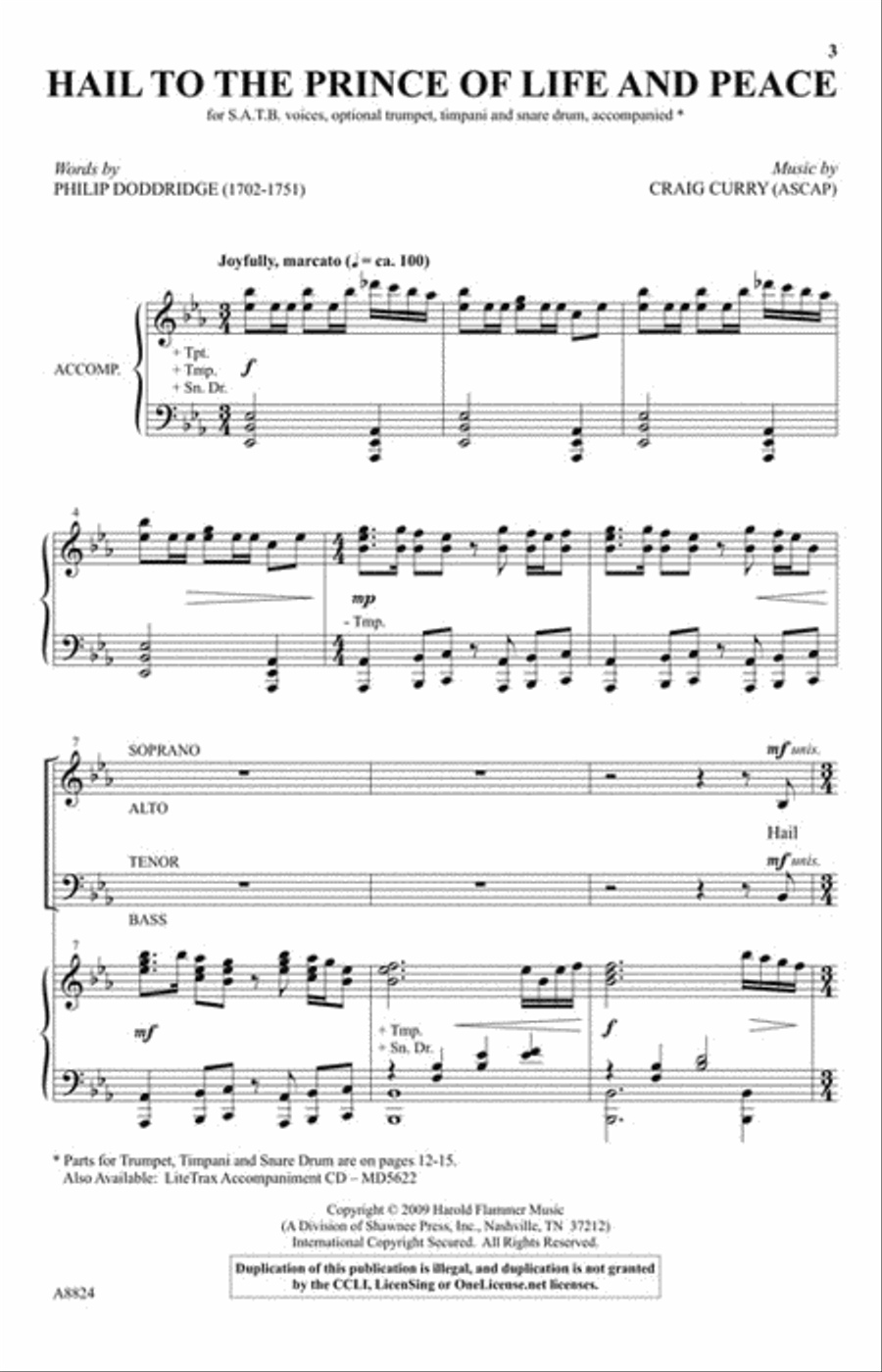 Hail to the Prince of Life and Peace 4-Part scores gallery preview page 2