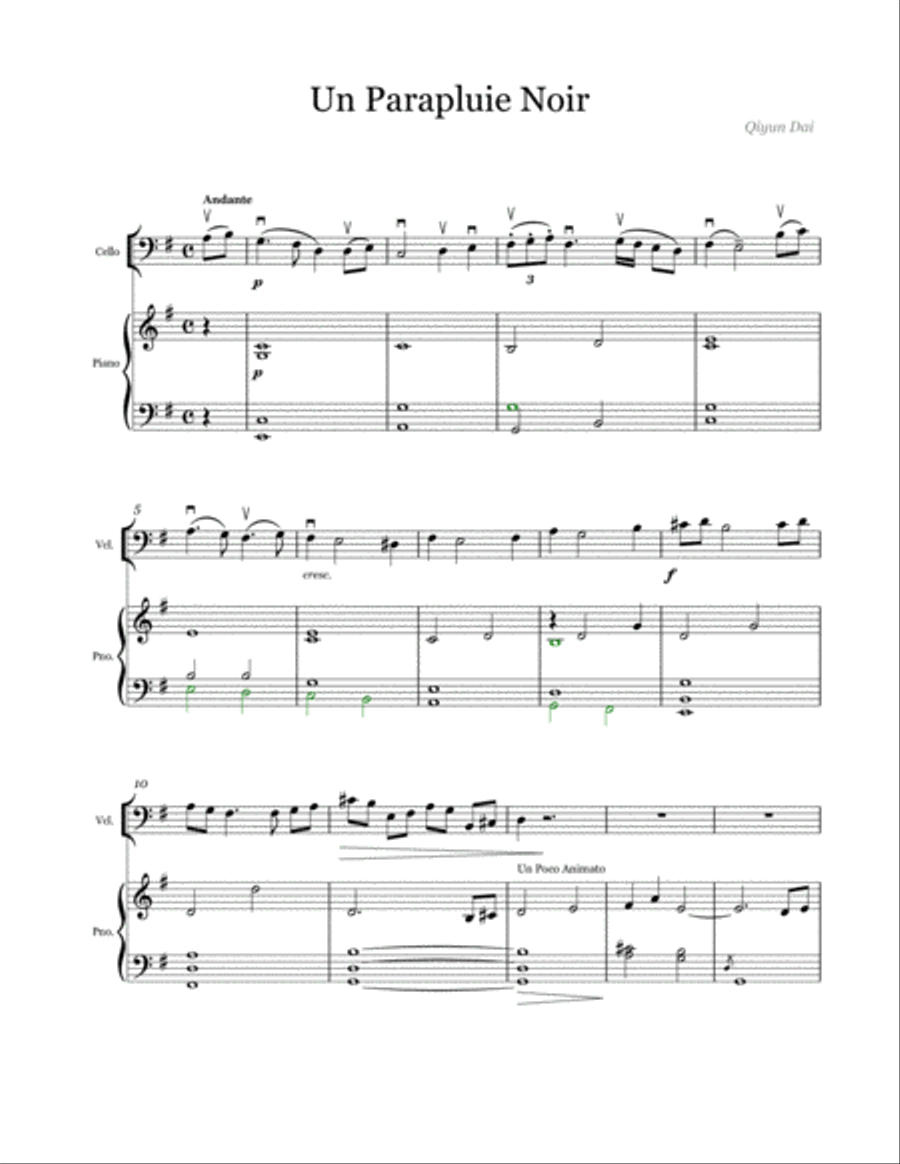Un Parapluie Noir Piano scores gallery preview page 1