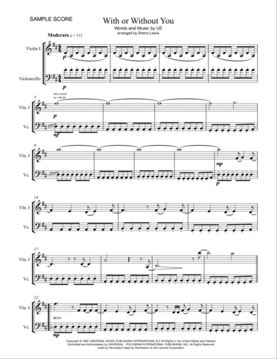 With Or Without You String Duet scores gallery preview page 4