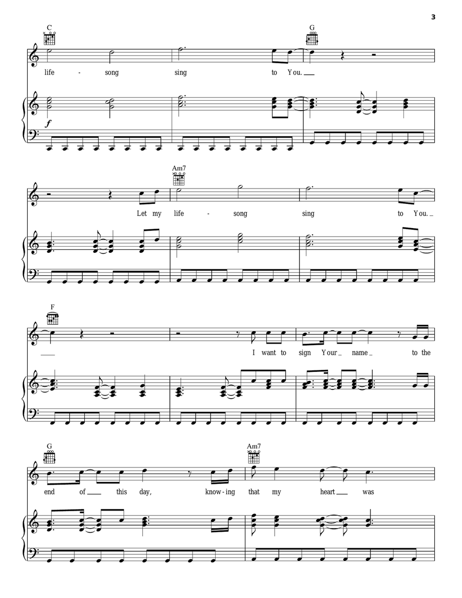 Lifesong Piano, Vocal, Guitar scores gallery preview page 3