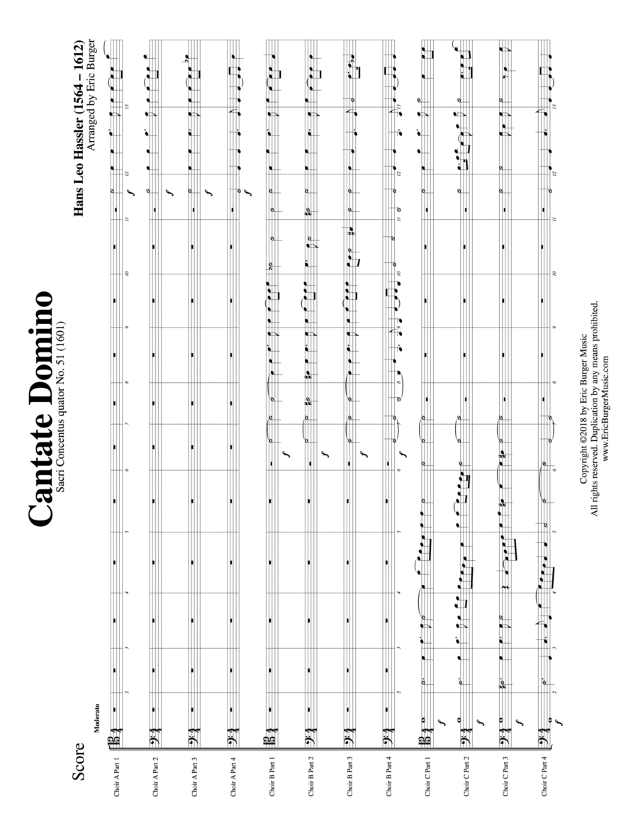 Cantate Domino for Trombone or Low Brass Duodectet (12 Part Ensemble) Brass Duet scores gallery preview page 1