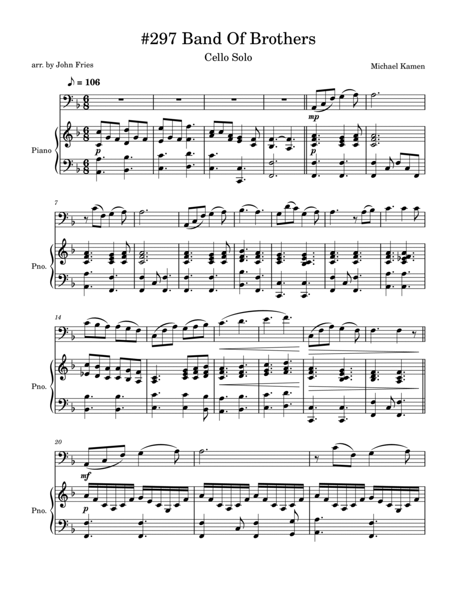 Band Of Brothers Suite Two Piano scores gallery preview page 1