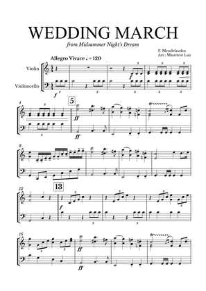 Wedding March Mendelssohn for Violin and Cello
