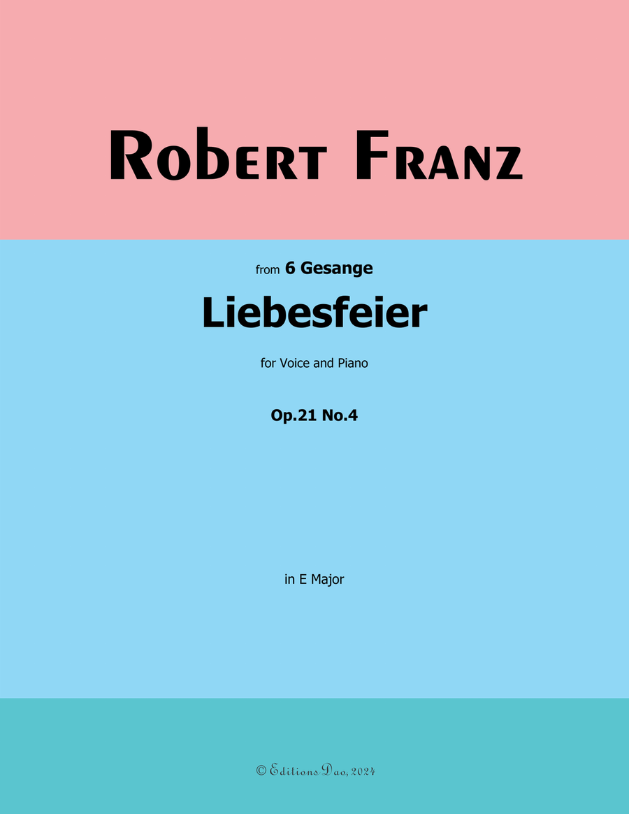 Liebesfeier, by Robert Franz, in E Major Voice scores gallery preview page 1