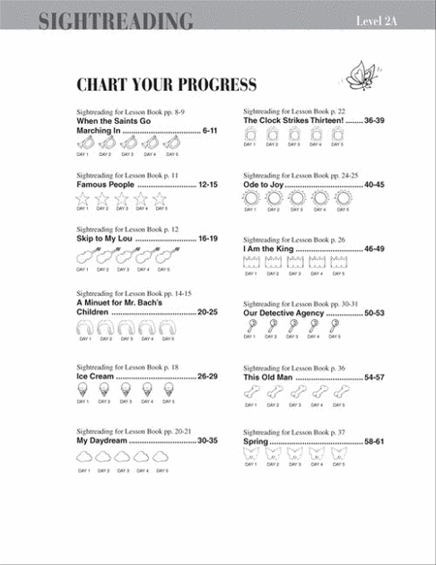 Level 2A – Sightreading Book Piano Method scores gallery preview page 2