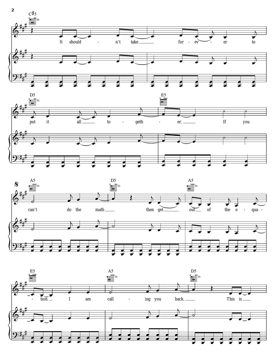 The Math Piano, Vocal, Guitar scores gallery preview page 2
