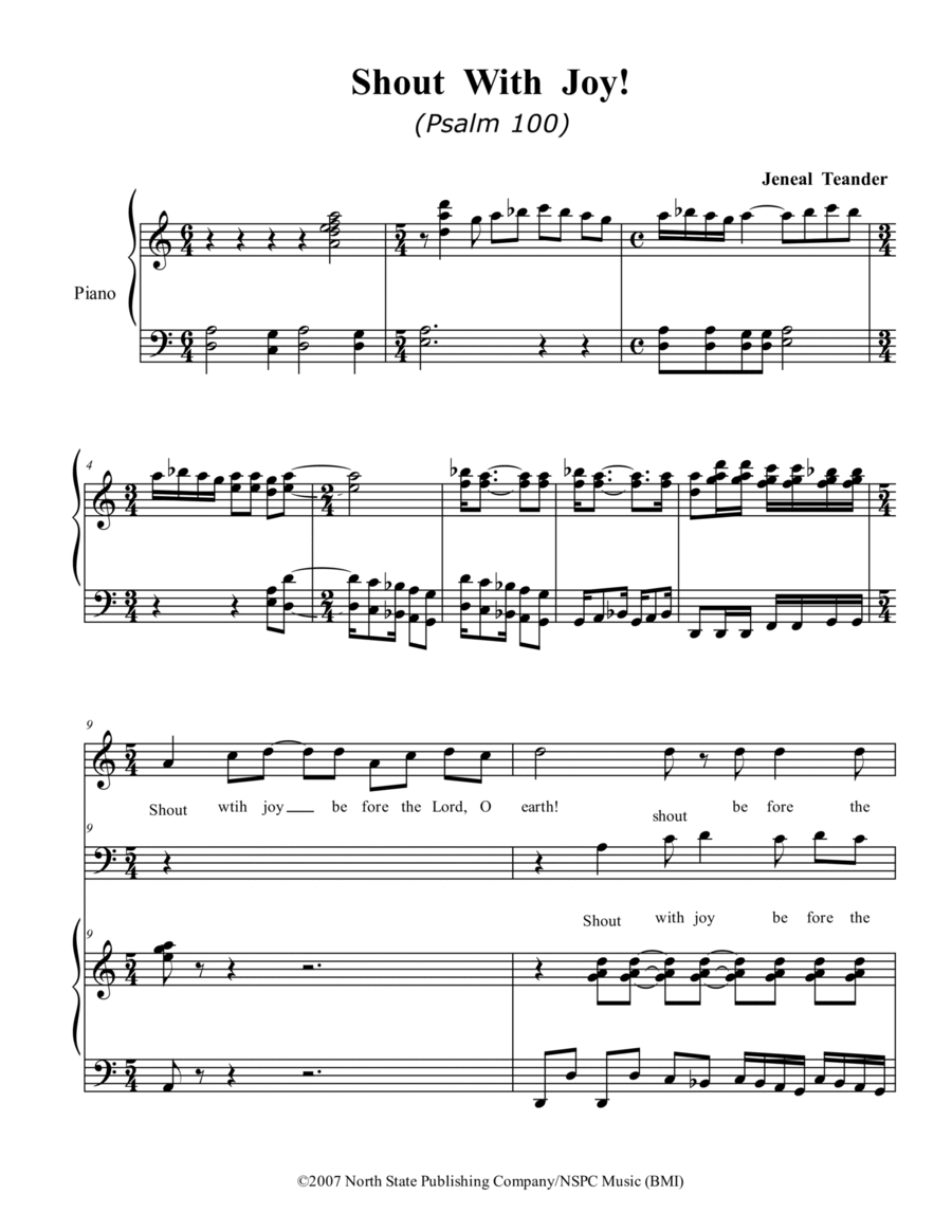 Shout With Joy! (Psalm 100) 4-Part scores gallery preview page 1