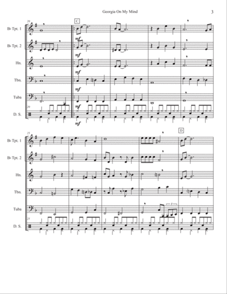Georgia On My Mind Brass Quintet scores gallery preview page 4