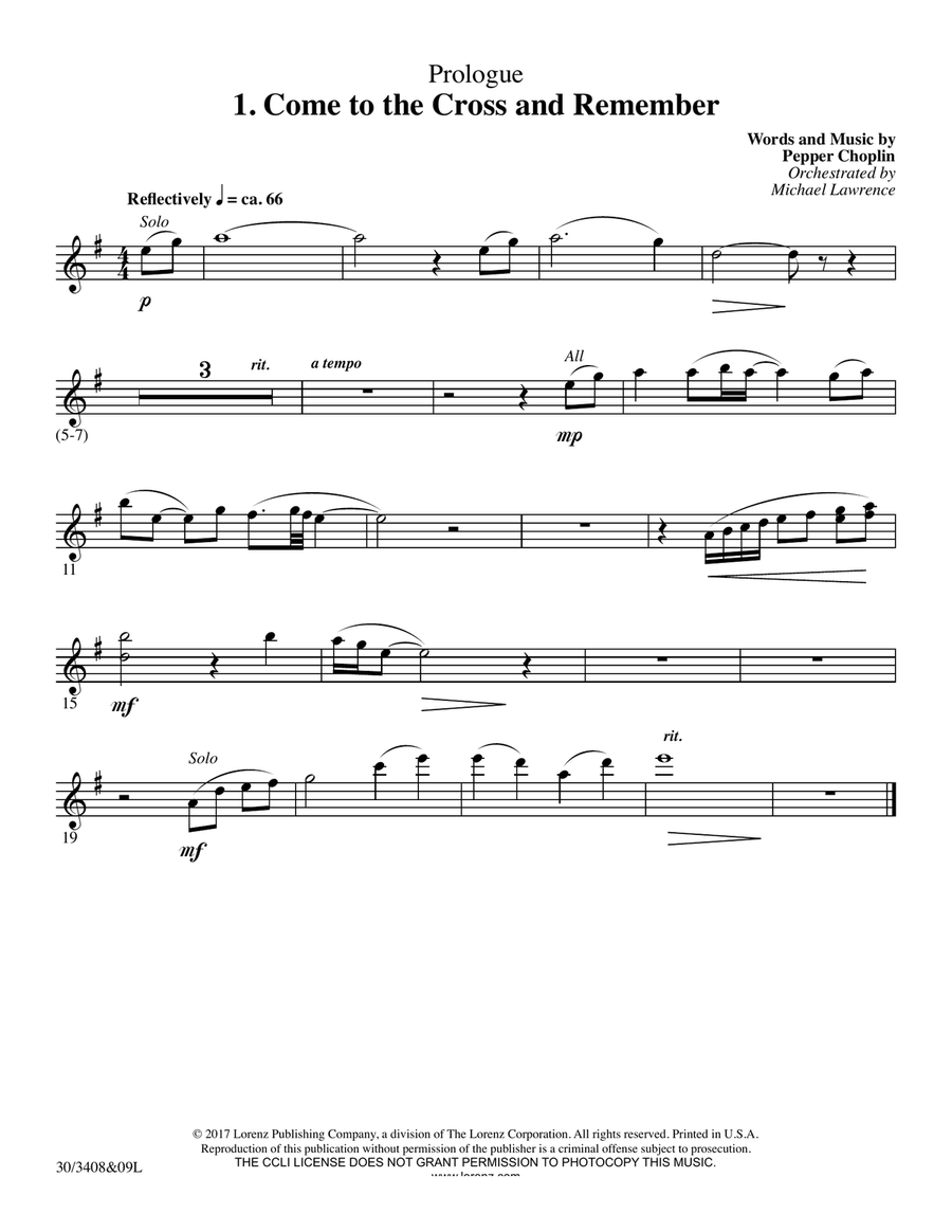 Come to the Cross and Remember - Printable Parts Choir scores gallery preview page 1