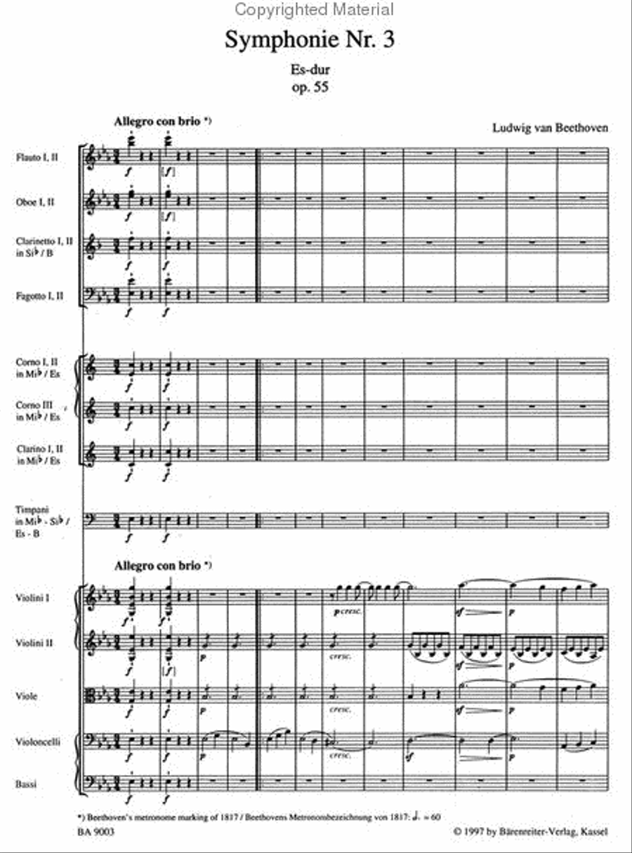 Symphony, No. 3 E flat major, Op. 55 'Eroica' Violin scores gallery preview page 2