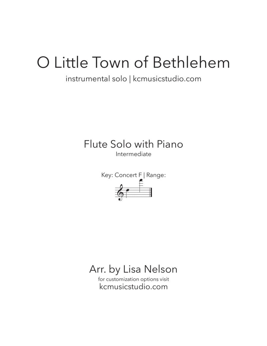 O Little Town of Bethlehem - Advanced Flute and Piano Flute Solo scores gallery preview page 1