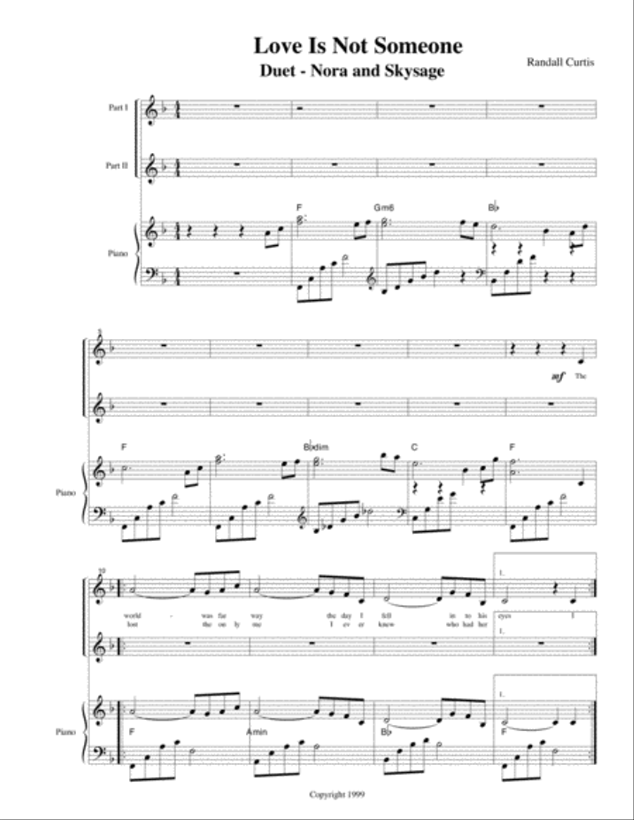 Love Is Not Someone Love Is Not Someone Piano scores gallery preview page 1
